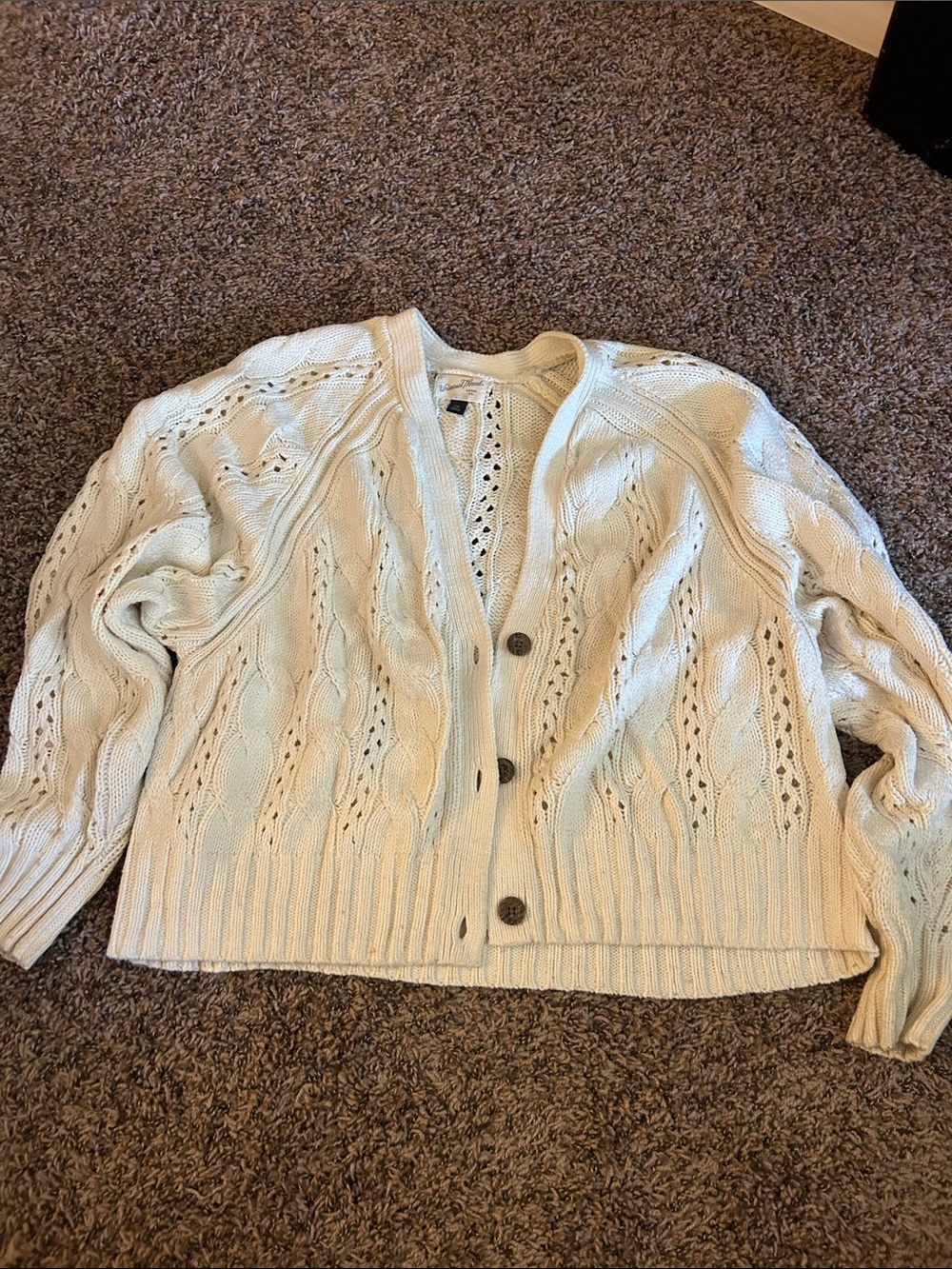 Universal Thread Ivory Open-Knit Button Cardigan